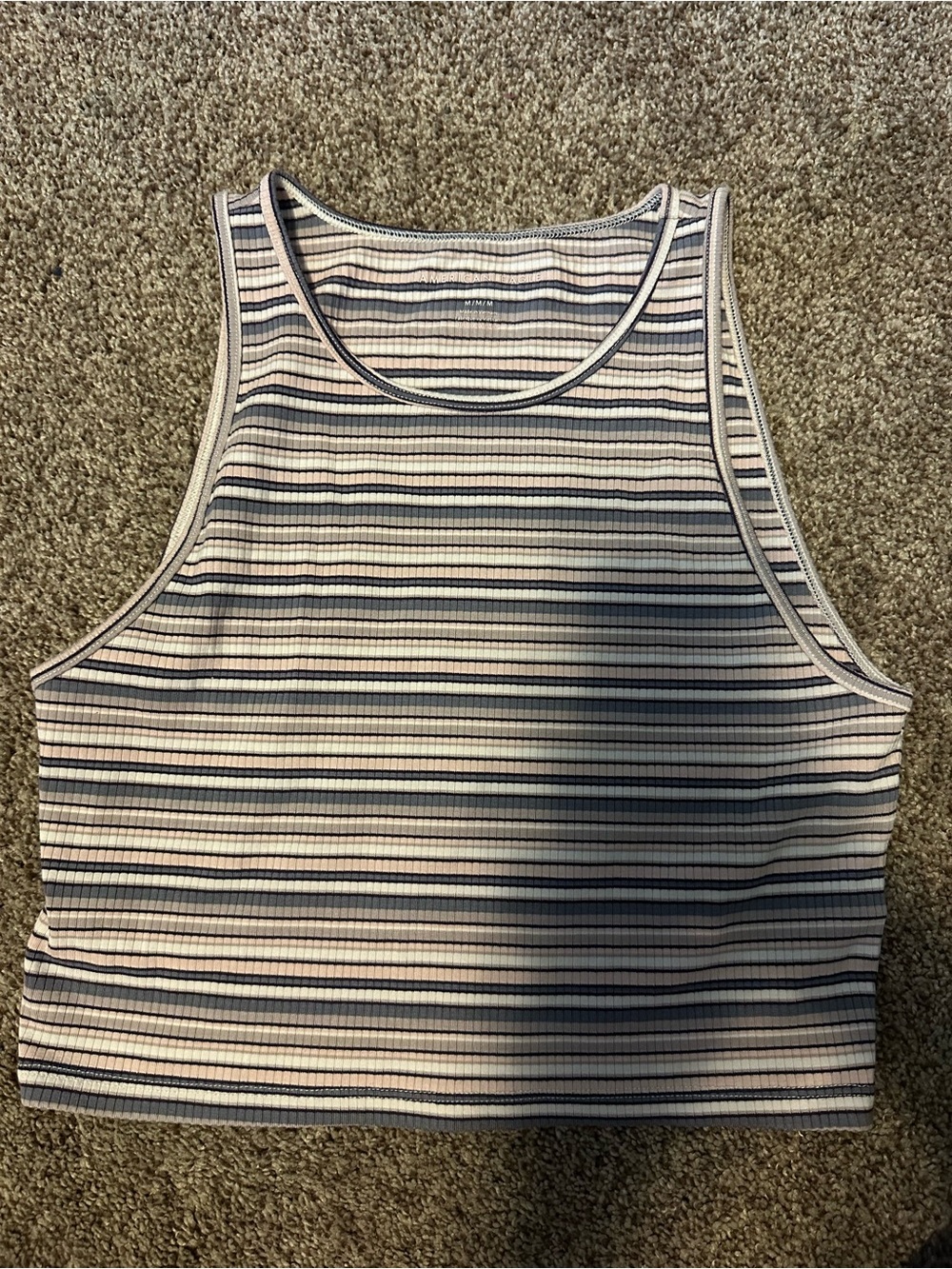 Striped Ribbed Crop Tank Top Womens